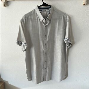 Gray Casual Button Down Shirt with Short Sleeves